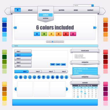 tasarım öğeleri. Şablon: Şerit kullanıcı arabirimi öğeleri.