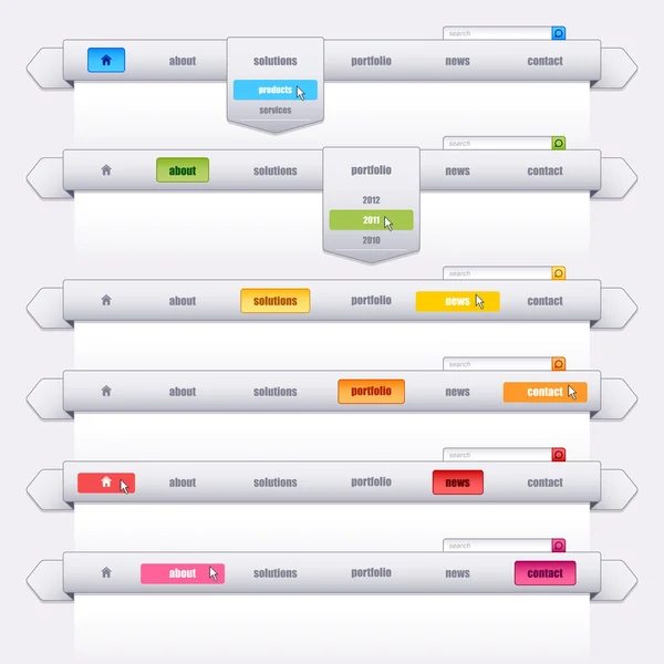 Barre de menu. Éléments d'interface utilisateur . — Image vectorielle