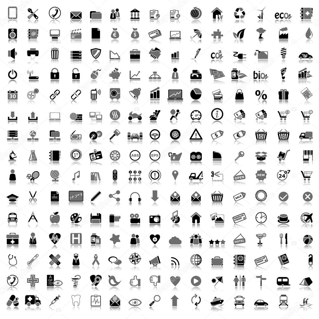 Set of black and gray icons