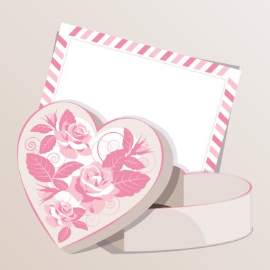 Gül ve kartpostal hediye kutusu.