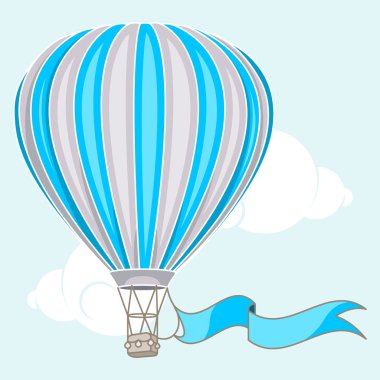Hot air balloon with banner clipart