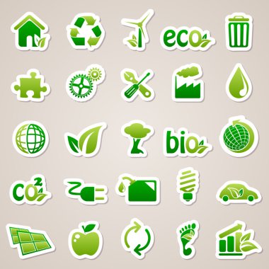 Stickers about ecology concept. clipart