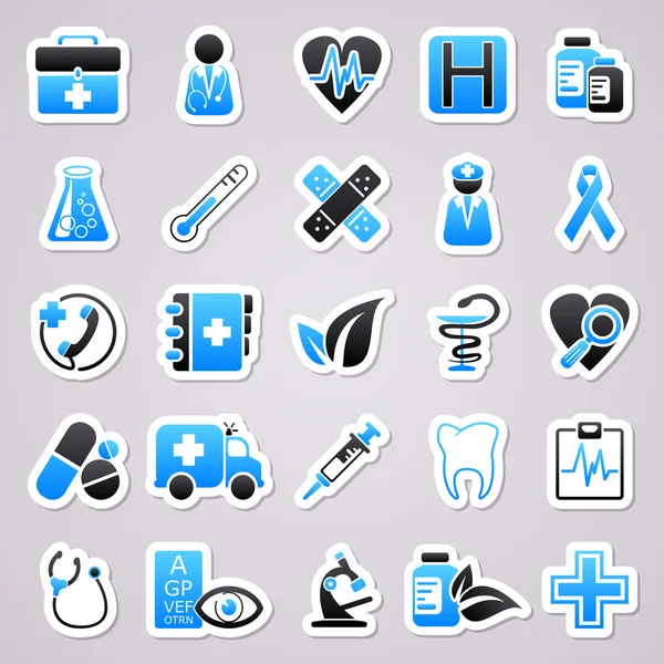 Geneeskunde blauwe stickers — Stockvector