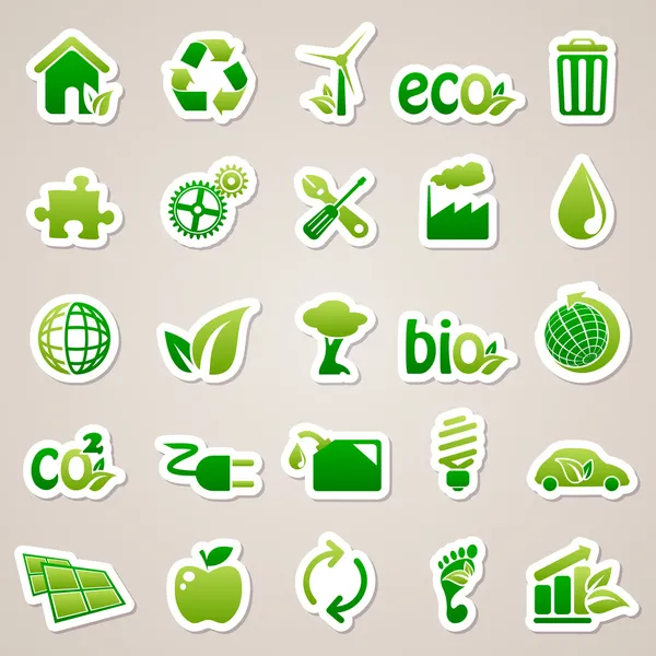 Stickers about ecology concept. — Stock Vector