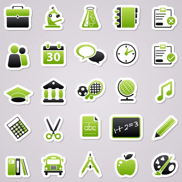 Groene school stickers. — Stockvector