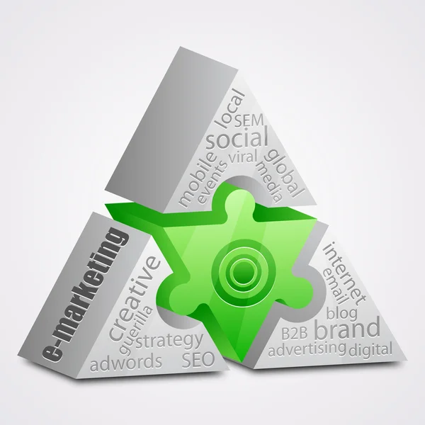 Prism puzzel: elektronische marketingconcept — Stockvector