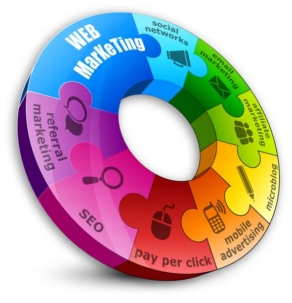 Rompecabezas circular, concepto de marketing web — Vector de stock