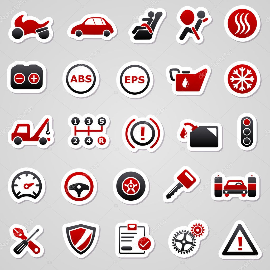 Automotive red stickers.