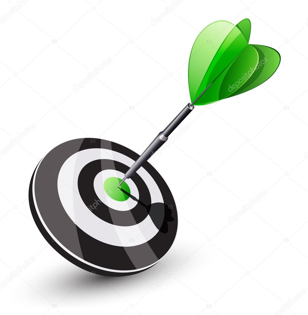 Green dart. Success concept.
