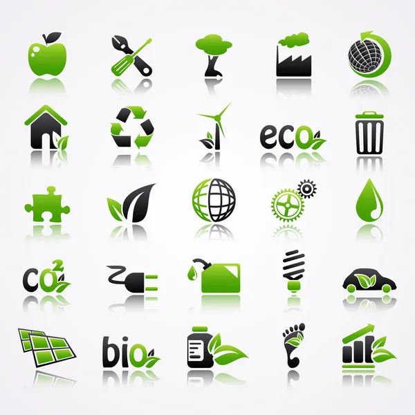 Iconos de ecología con reflexión . — Vector de stock