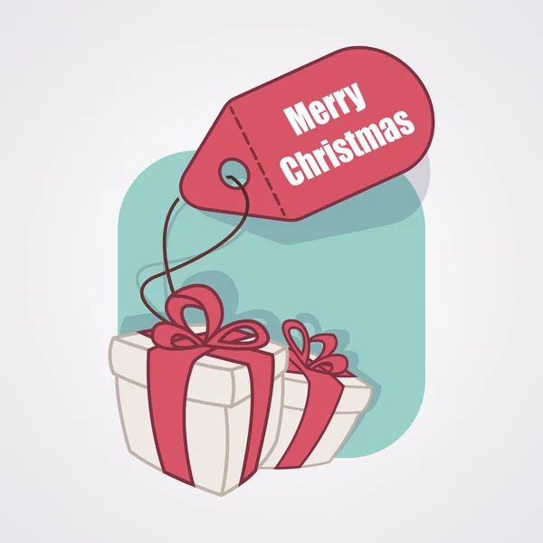 Geschenkdoos met label "merry christmas" — Stockvector