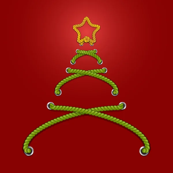 Card design. Christmas tree. Cord style. — Stock Vector