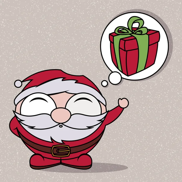 Personaje divertido de Santa Claus con una burbuja con un regalo . — Vector de stock