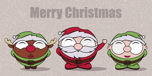 Charaktere lustig von einem Rentier, Weihnachtsmann und Elfen. — Stockvektor