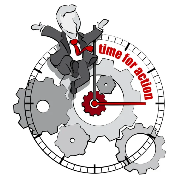 Карикатура на бизнесмена. Концепция "Время действовать" . — стоковый вектор
