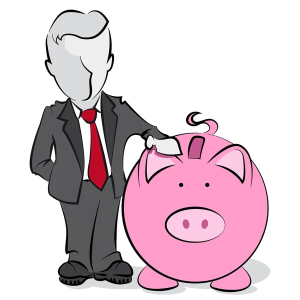 Businessman with piggy bank — Stock Vector