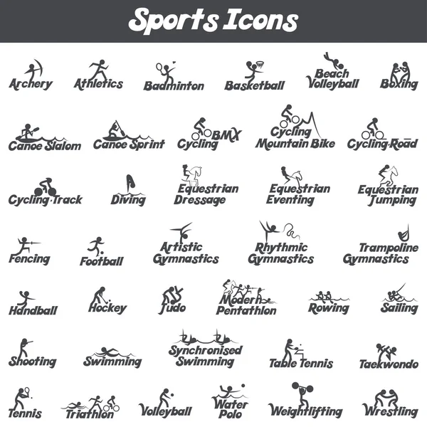 Sport icônes noires — Image vectorielle