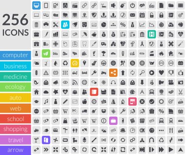 Icons inside rounded squares clipart