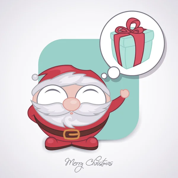 Papai Noel tinking um presente —  Vetores de Stock