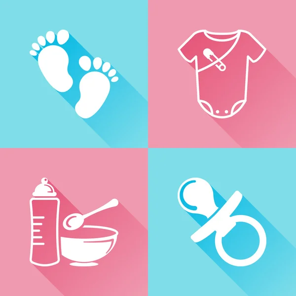 Babies colorful flat icons — Stock Vector