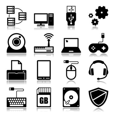 Computer icons with reflection clipart