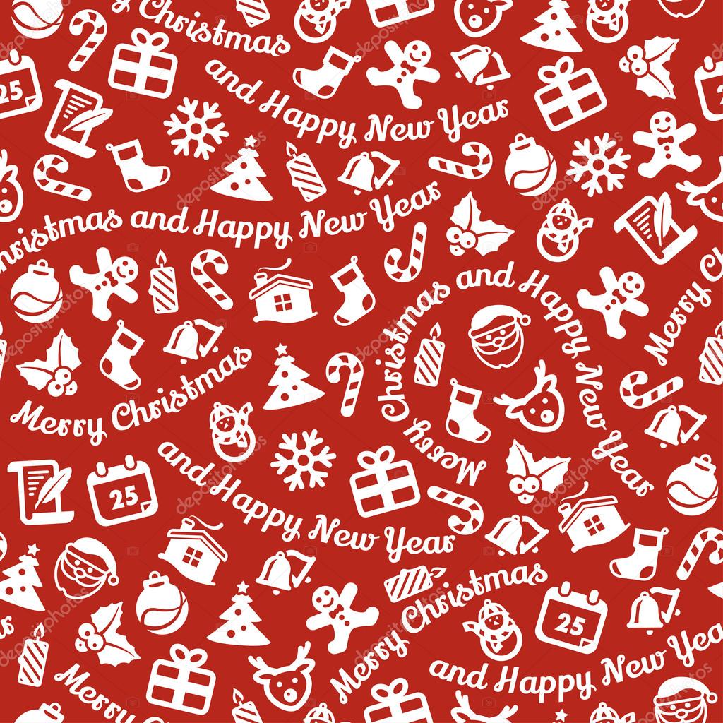 Merry Christmas and Happy New Year seamless background
