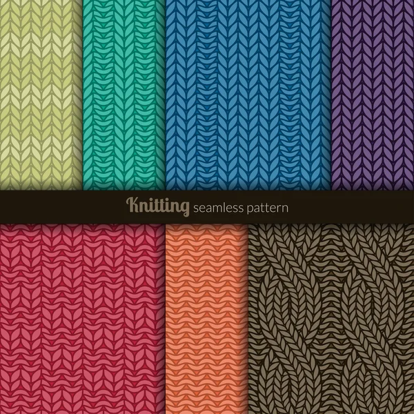 Seamless patterns knitting style — Stock Vector