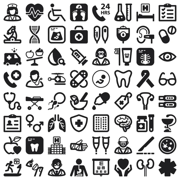 Iconos planos de salud. Negro — Vector de stock