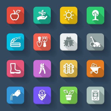 Gardening flat icons. Colorful vector Gardening flat icons. Colorful vector