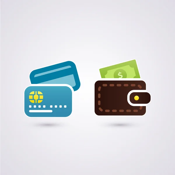 現金とクレジット カード — ストックベクタ