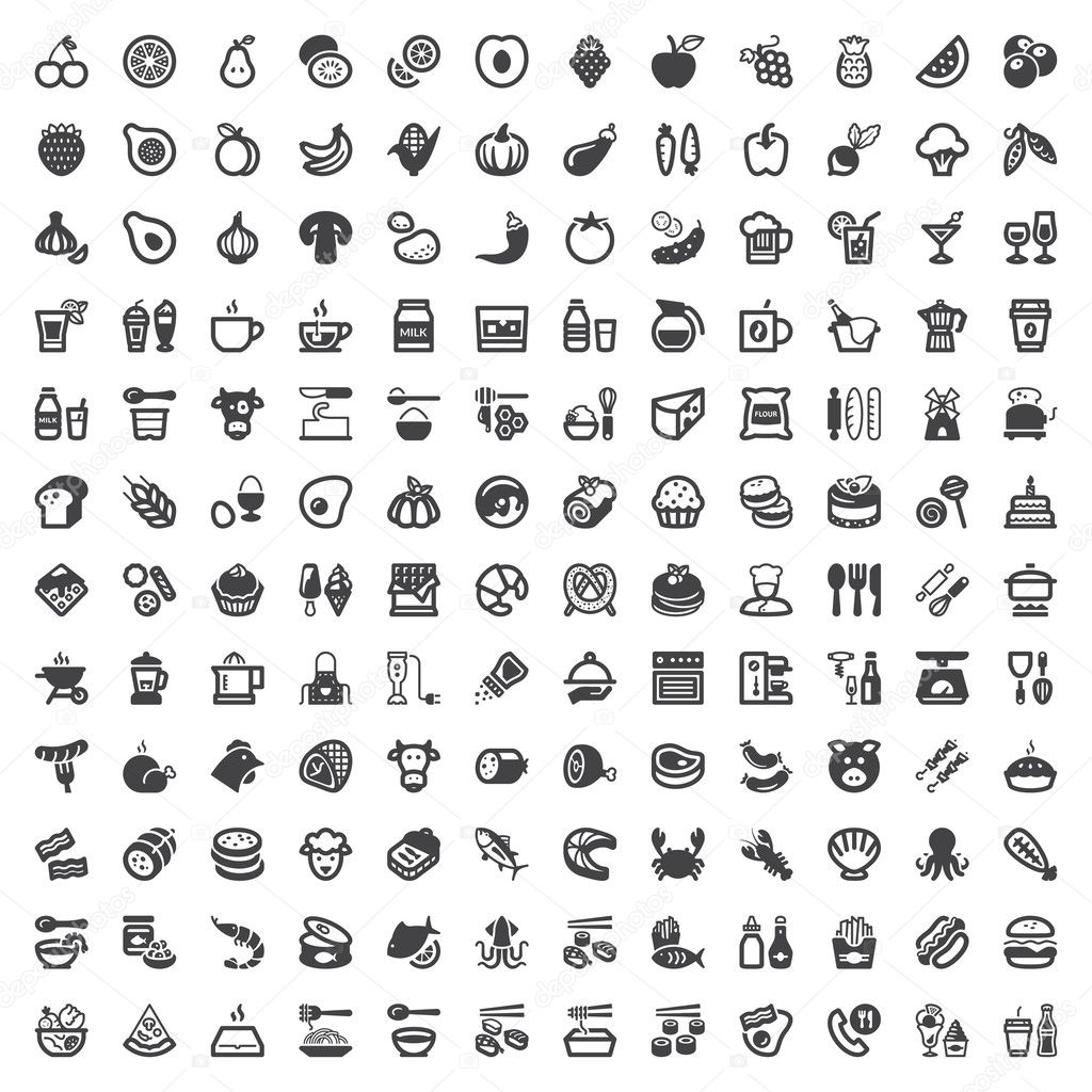 Food and drink flat icons