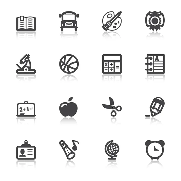 School flat icons with reflection — Stock Vector