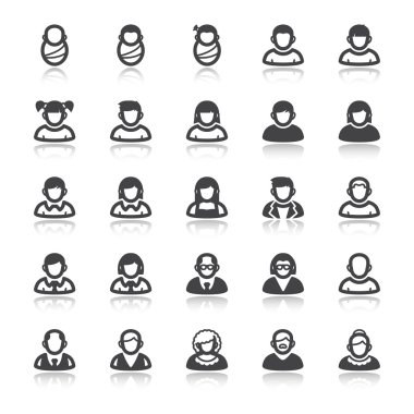 yaş. hayat sahne. yansıması ile insanlar düz simgeler