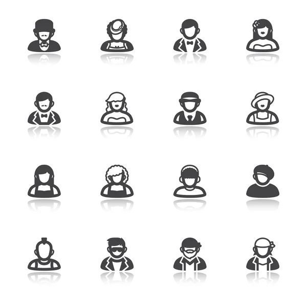 People flat icons with reflection. Classic and modern style — Stock Vector
