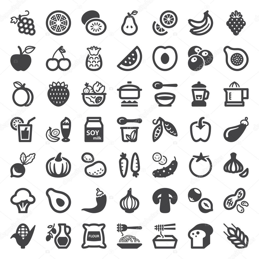 Vegan food flat icons