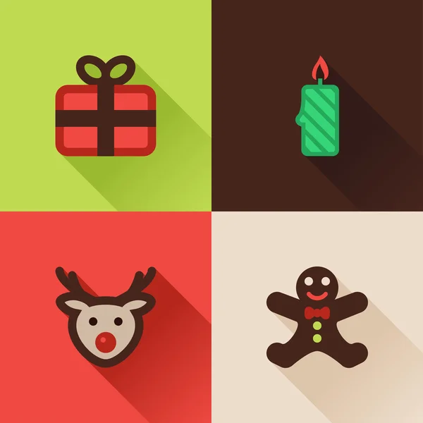 Conjunto de iconos planos de Navidad IV — Vector de stock