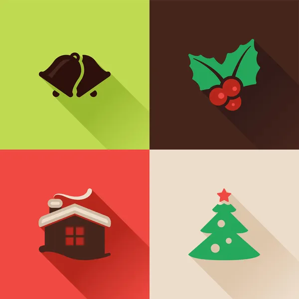 Conjunto de iconos planos de Navidad II — Vector de stock