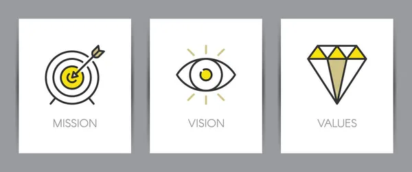 Mission Vision Valeurs Entreprise Concept Entreprise Modèle Page Web Métaphores — Image vectorielle