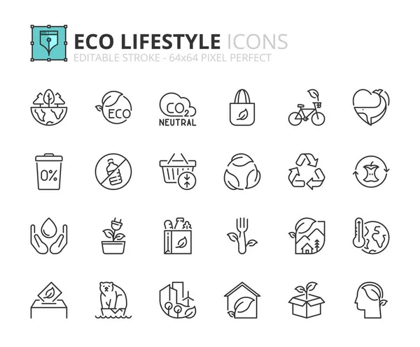 Schets Iconen Eco Lifestyle Ecologisch Concept Bevat Pictogrammen Als Co2 — Stockvector