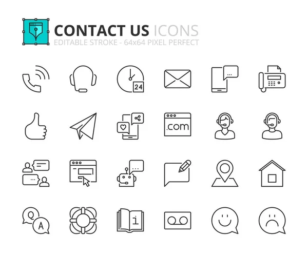 Décrivez Les Icônes Sur Nous Contacter Contient Des Icônes Telles — Image vectorielle
