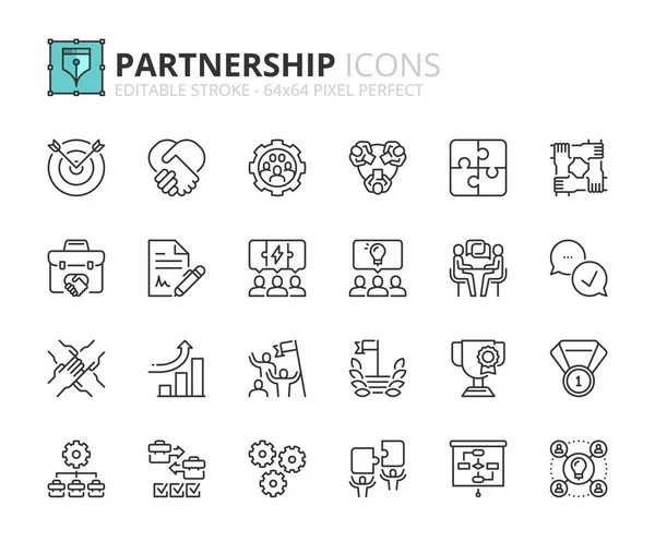 Décrivez Les Icônes Partenariat Contient Des Icônes Telles Que Entreprise — Image vectorielle