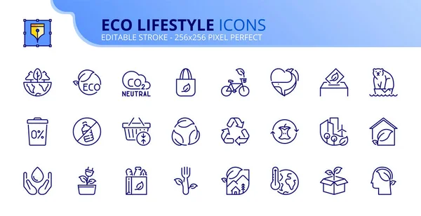 Schets Iconen Eco Lifestyle Ecologisch Concept Bevat Pictogrammen Als Co2 — Stockvector