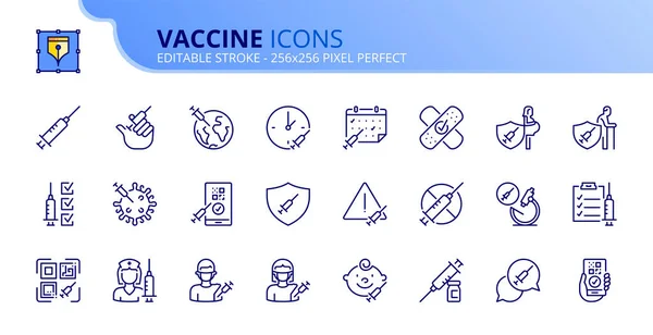 Outline Icons Vaccine Science Medicine Concept Contains Icons Injections Vaccination — Stock Vector