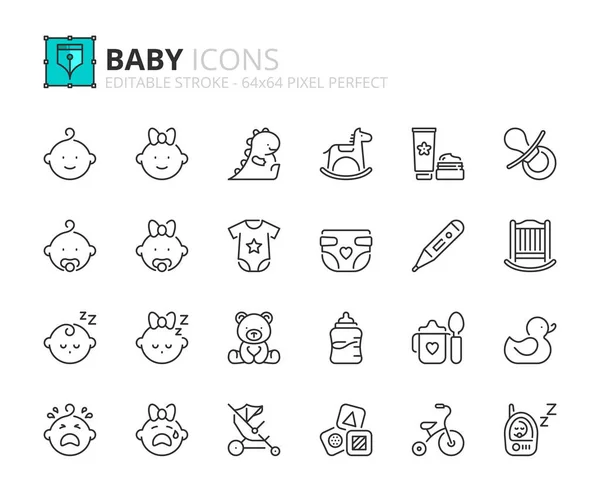 Schets Iconen Baby Bevat Pictogrammen Als Baby Jongen Baby Meisje — Stockvector