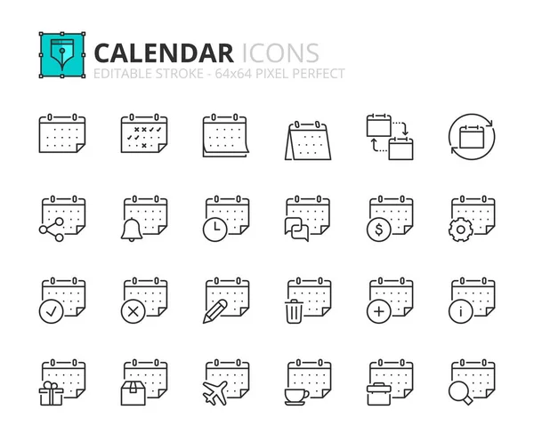 Outline Icons Calendar Contains Icons Meeting Break Time Events Holidays Royalty Free Stock Illustrations