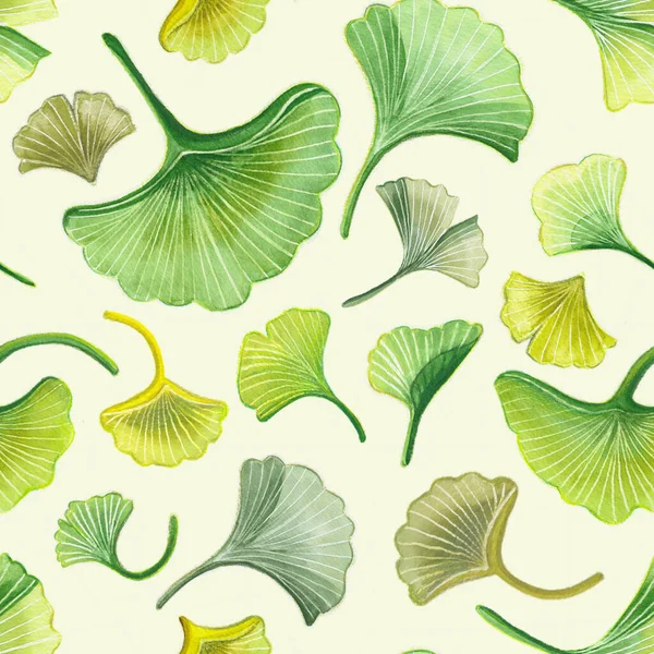 Gingko Naadloos Patroon Abstracte Botanische Bloemenkunst Achtergrond Illustratie Voor Design — Stockfoto