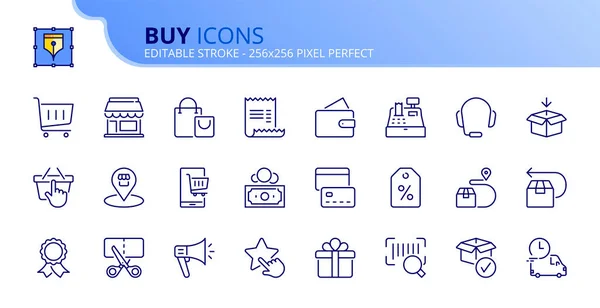 Outline Icons Buy Contains Icons Shopping Cart Store Delivery Discount — Vector de stock