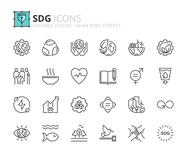 Line Icons Sustainable Development Goals Contains Icons Environmental Social Governance — стоковый вектор