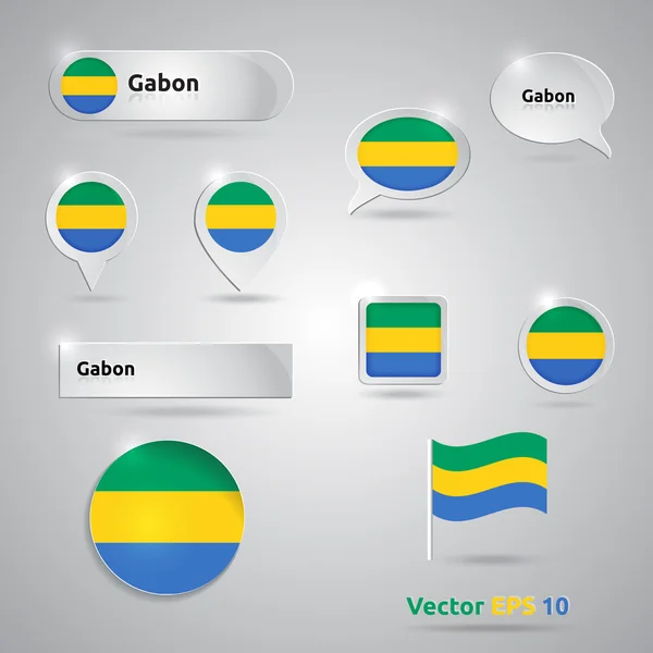 Gabon Ikonuppsättning flaggor — Stock vektor