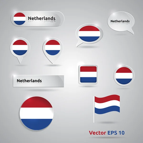 Nederland icon set van vlaggen — Stockvector